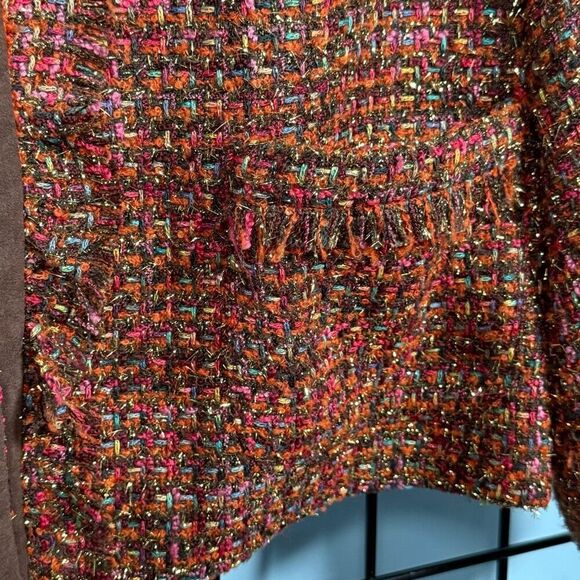 Chico’s Rainbow Shine Vikey Jacket Womens 1 (8/10) Multi Tweed Cottagecore - Picture 7 of 12